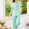 Women's Scrolling Leaves Cotton-Knit Capri Pajamas