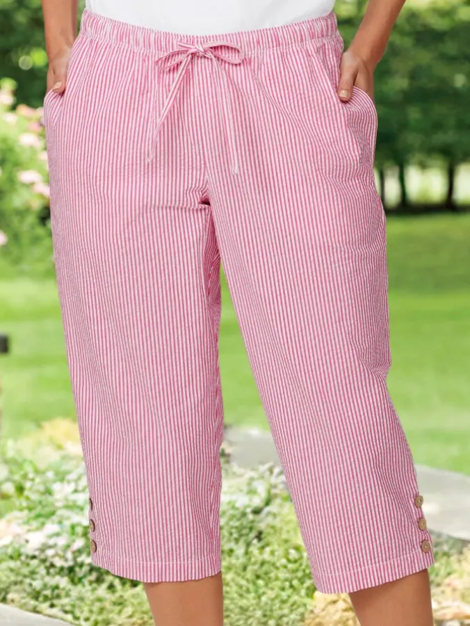 Women's Seersucker Capri Pants