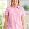 Women's Short-Sleeve Cotton Seersucker Popover Top