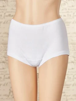 Women's Short-Torso Cotton Briefs With Cotton Leg Bands, 3 Pairs