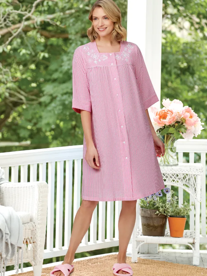 Women's Snap-Front Seersucker Duster