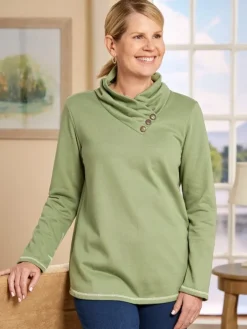 Women's Soft Cotton Cowl-Neck Tunic