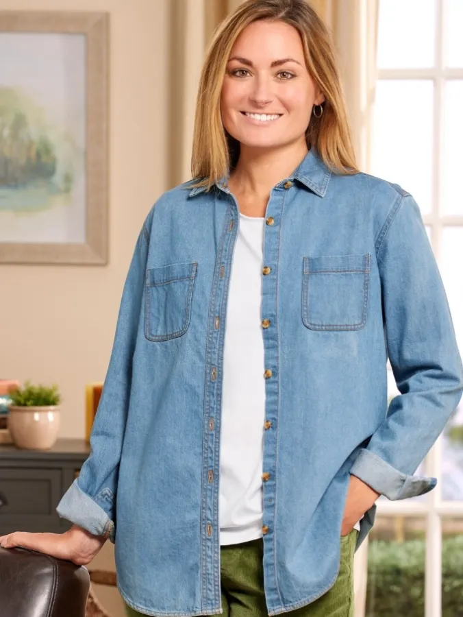 Women's Soft Wash Cotton Denim Shirt