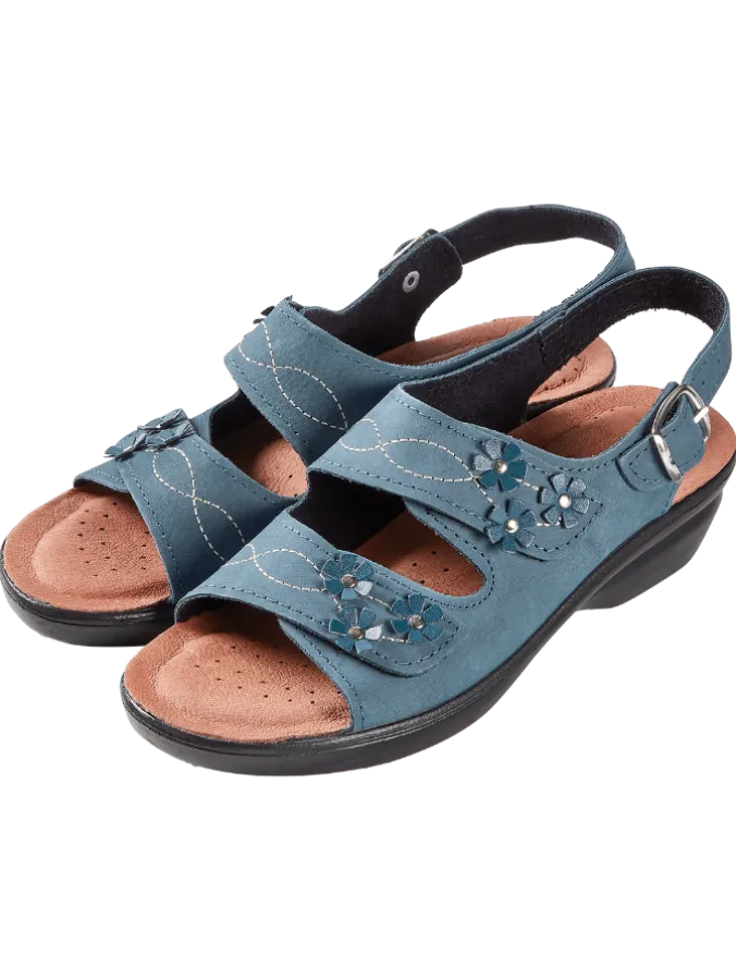 Women's Spring Step Beautiful Blossoms Adjustable Leather Sandals