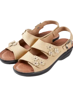 Women's Spring Step Beautiful Blossoms Adjustable Leather Sandals