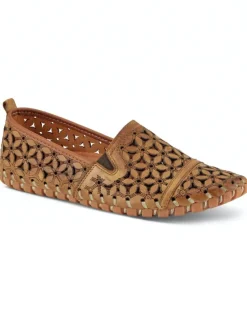 Women's Spring Step Floral Leather Cutout Flats