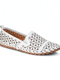 Women's Spring Step Floral Leather Cutout Flats