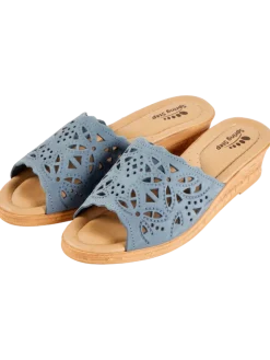 Women's Spring Step Italian Leather Wedge Slide Sandals