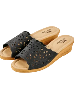 Women's Spring Step Italian Leather Wedge Slide Sandals
