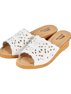Women's Spring Step Italian Leather Wedge Slide Sandals