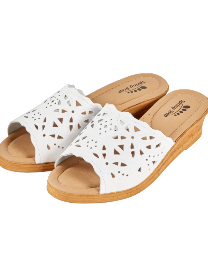 Women's Spring Step Italian Leather Wedge Slide Sandals