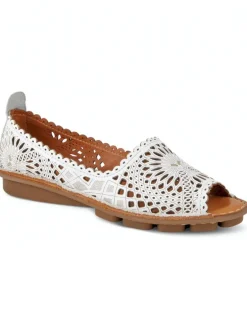 Women's Spring Step Open-Toe Leather Cutout Flats