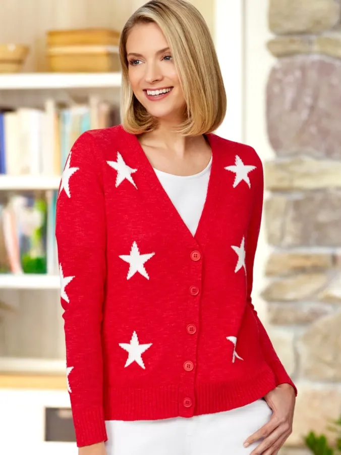 Women's Star Cotton-Blend Cardigan