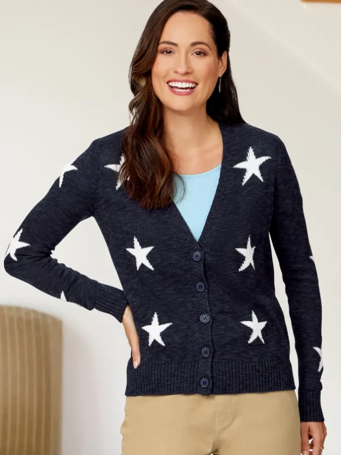 Women's Star Cotton-Blend Cardigan