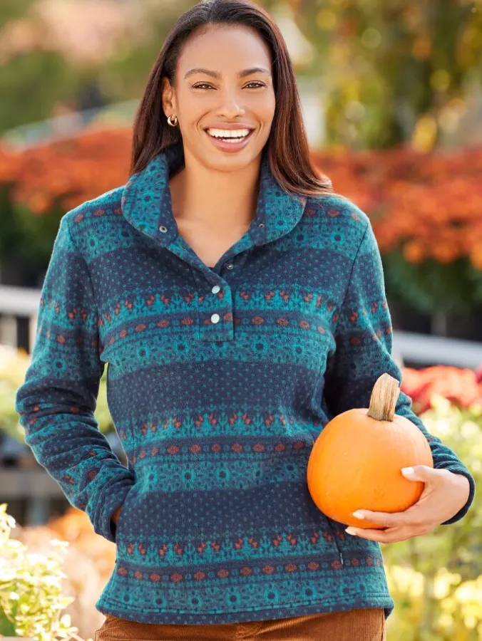 Women's Super-Soft Fleece Pullover With Shawl Collar