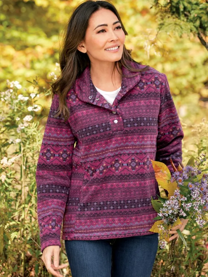Women's Super-Soft Fleece Pullover With Shawl Collar