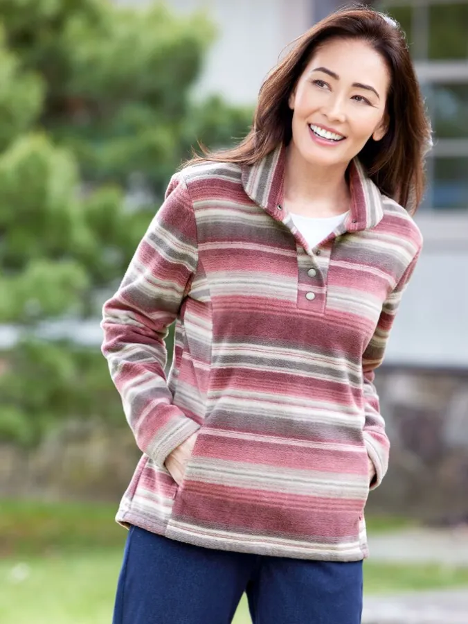 Women's Super-Soft Fleece Pullover With Shawl Collar