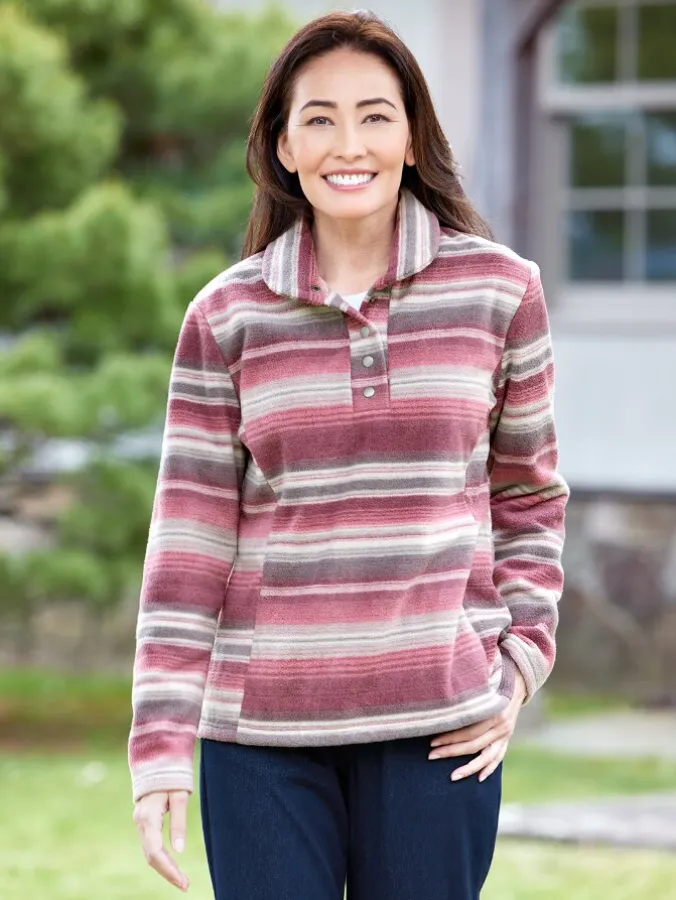 Women's Super-Soft Fleece Pullover With Shawl Collar
