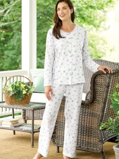 Women's Sweet Violets Cotton Knit Pajama Set