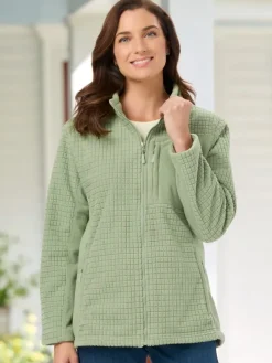 Women's Textured Full-Zip Fleece Jacket