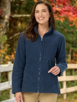 Women's Textured Full-Zip Fleece Jacket