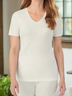 Women's Thinskins® Short-Sleeve V-Neck Lace Undershirt
