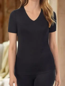 Women's Thinskins® Short-Sleeve V-Neck Lace Undershirt