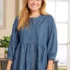 Women's Tiered Cotton Chambray Shirt