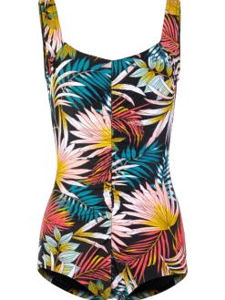 Women's Tropical Palms One-Piece Shirred Swimsuit