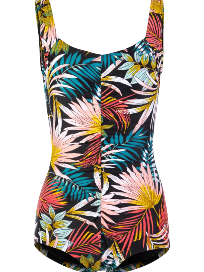 Women's Tropical Palms One-Piece Shirred Swimsuit