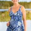 Women's Tropical Print A-Line Swim Dress