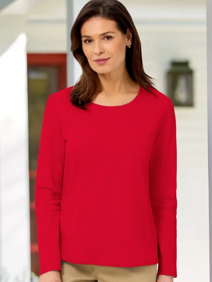 Women's USA Cotton Crewneck Long-Sleeve Tee