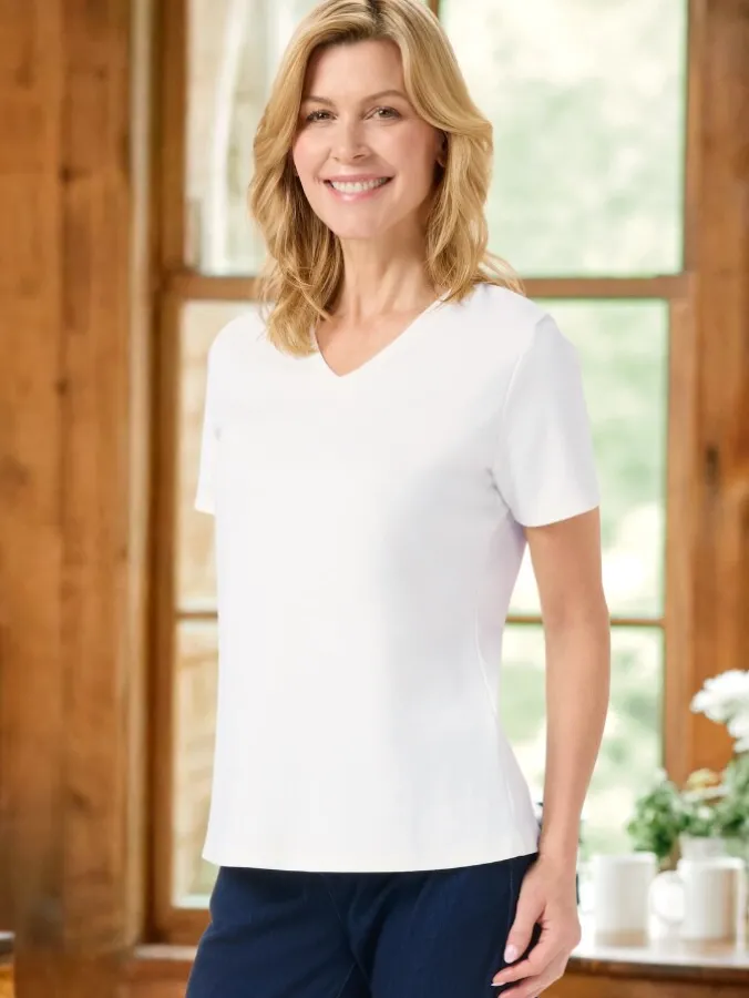Women's USA Cotton V-Neck Short-Sleeve Tee