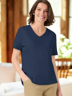 Women's USA Cotton V-Neck Short-Sleeve Tee