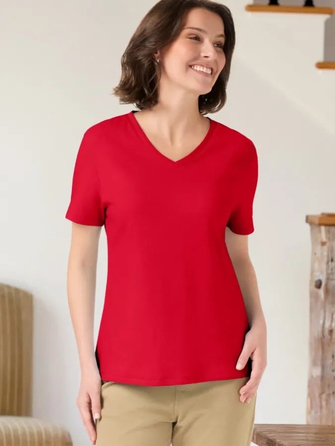 Women's USA Cotton V-Neck Short-Sleeve Tee