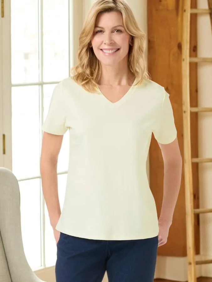Women's USA Cotton V-Neck Short-Sleeve Tee