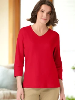 Women's USA Cotton V-Neck 3/4 Sleeve Tee