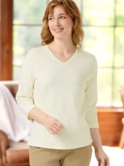 Women's USA Cotton V-Neck 3/4 Sleeve Tee