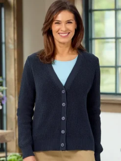 Women's V-Neck Shaker Cotton Cardigan