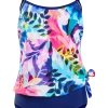 Women's Watercolor Garden Faux Tankini One-Piece Swimsuit