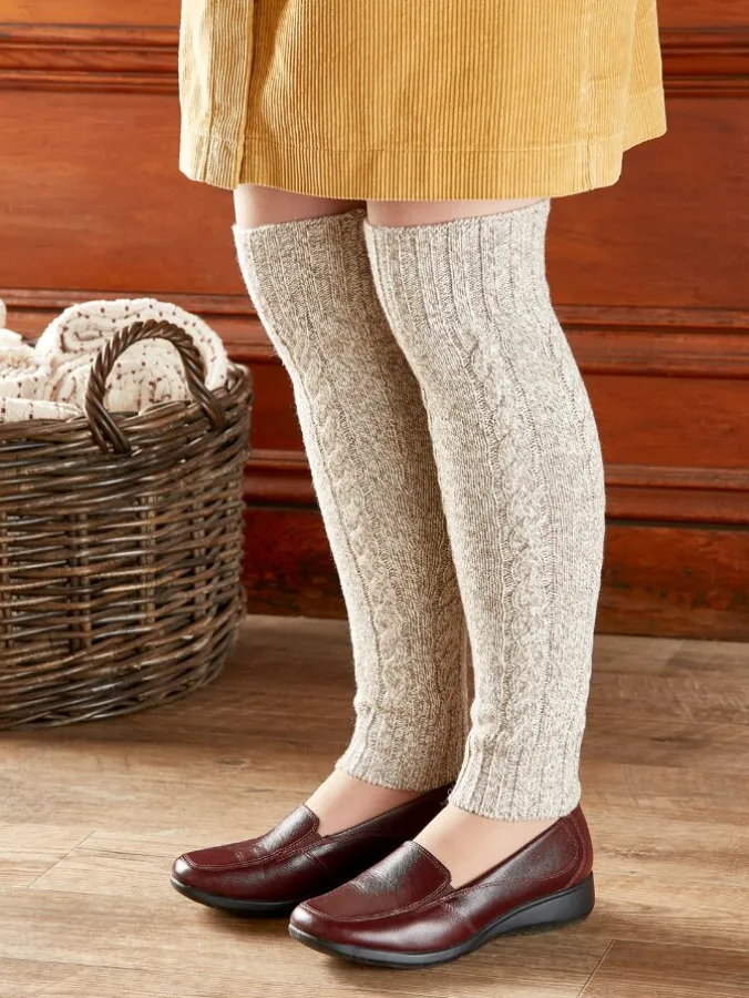 Women's Wool-Blend Ragg Cable-Knit Leg Warmers