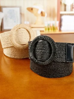 Women's Woven Raffia Stretch Belt