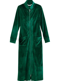 Women's Zip-Front Velour Robe