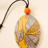 Wooden Leaf Print Adjustable Corded Necklace