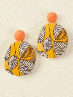 Wooden Leaf Print Earrings