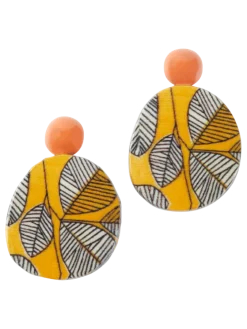 Wooden Leaf Print Earrings