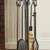 Wrought Iron 5-Piece Fireplace Set
