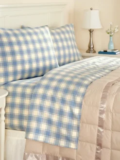 Yarn-Dyed Check Portuguese Cotton Flannel Sheet Set