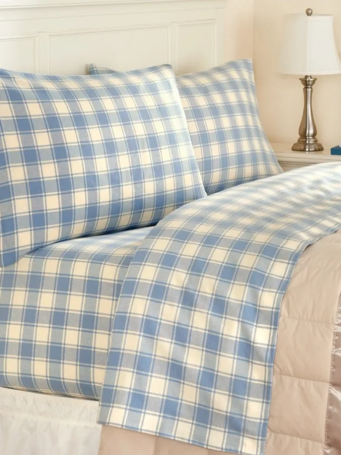 Yarn-Dyed Check Portuguese Cotton Flannel Sheet Set