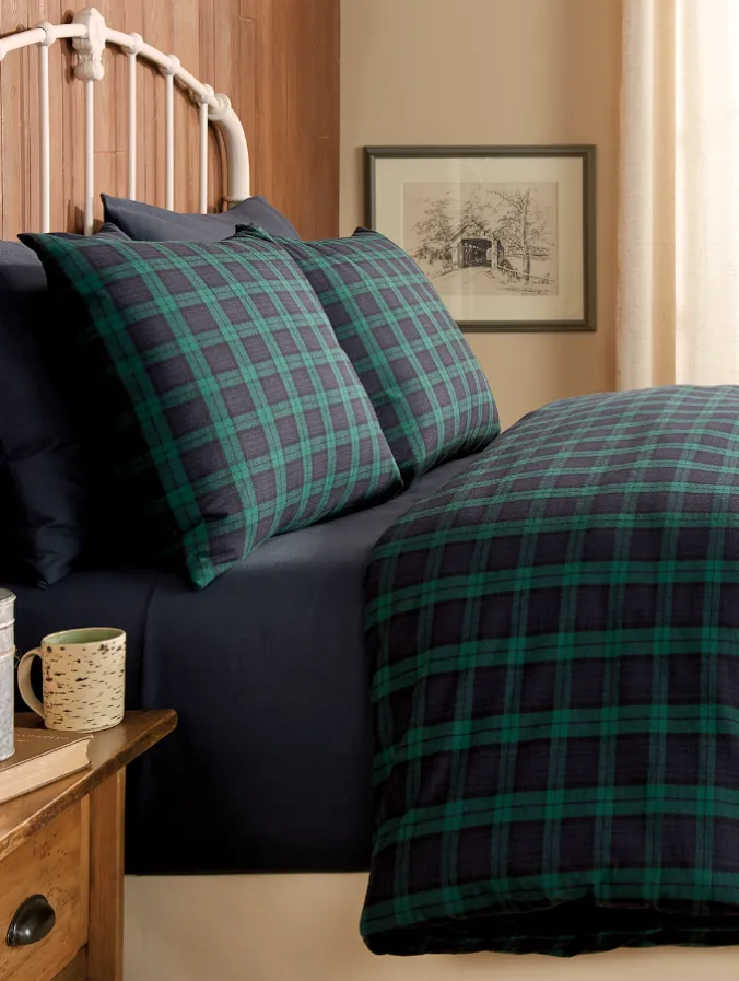 Yarn-Dyed Plaid Portuguese Cotton Flannel Duvet Cover